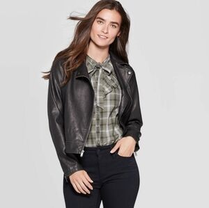 Women's Universal Thread Black Faux Leather Jacket XL